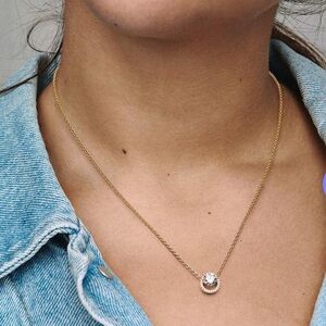 PANDORA Gold plated- S925 ALE Sparkling Round Halo Pendant Collier Necklace
